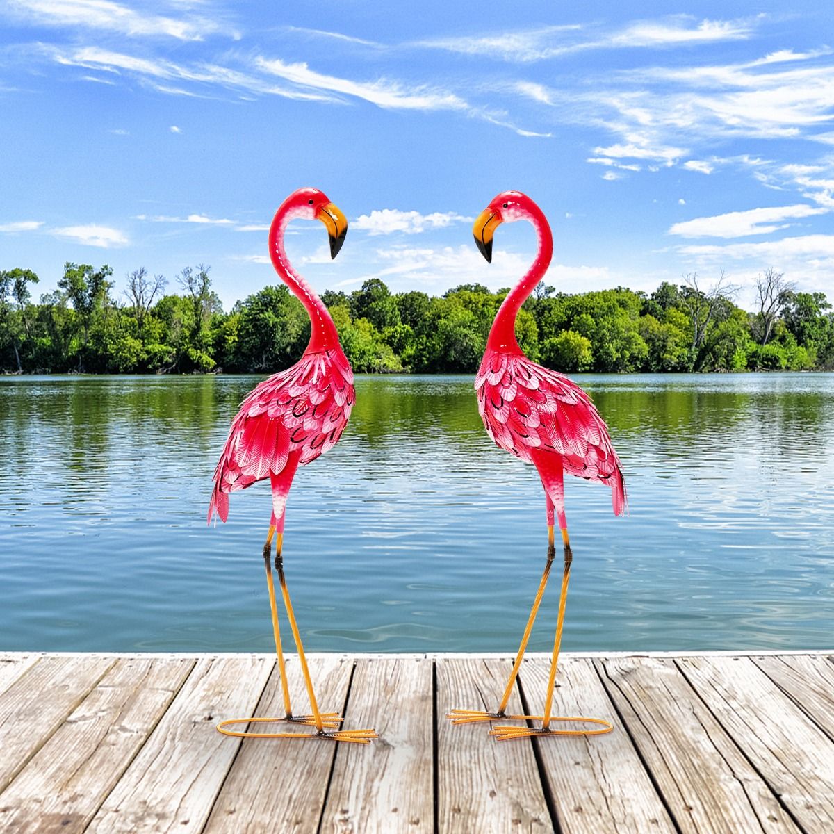 Coast Flamingo tuinbeelden - Set van 2 - Metaal - Roze