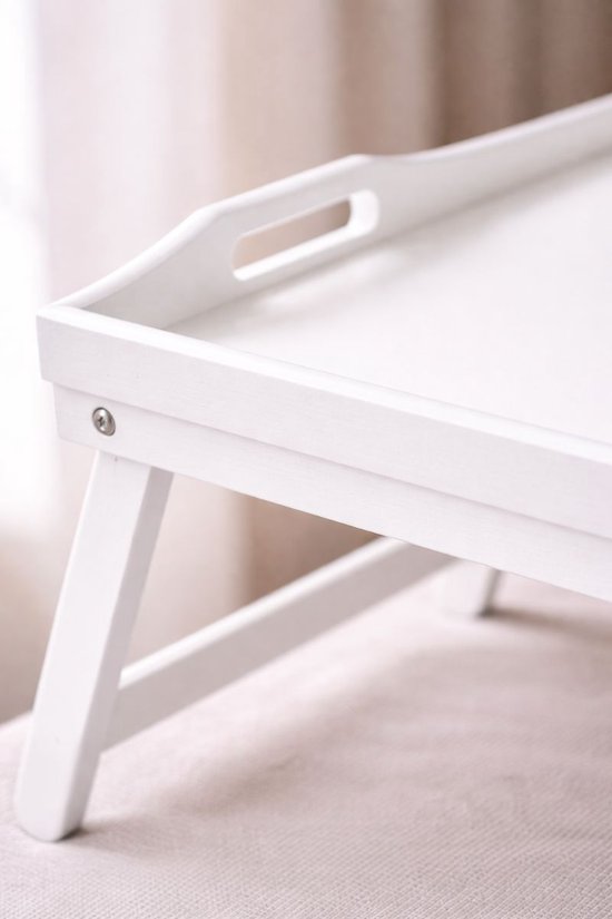 Ceruzo Ontbijt op Bed Dienblad – Inklapbare Bamboe Bedtafel 50x30 cm – Wit