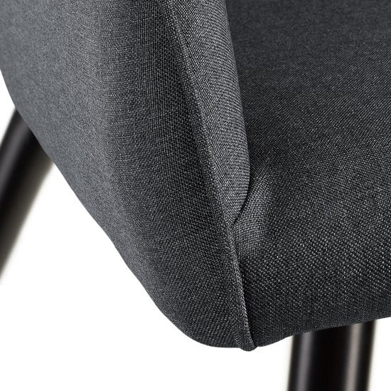 tectake® - Stoel Marilyn Linnen Look - eetkamerstoelen - kuipstoelen - donkergrijs / zwart - 403672