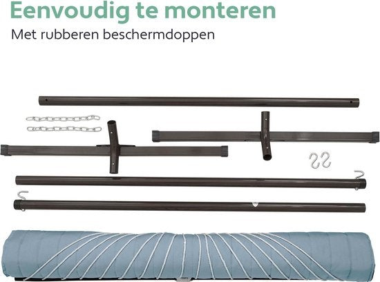 Vita5 Hangmat met Standaard en Spreidstok – 2 Persoons – Afneembaar kussen – Weerbestendig – Blauw/Groen