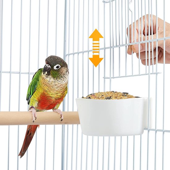 Yaheetech Vogelkooi voor Wellensittich, Kanarie en Papegaai - met Standaard, Speelgoed en Opbergruimte - Wit - 46,5 x 46,5 x 136 cm