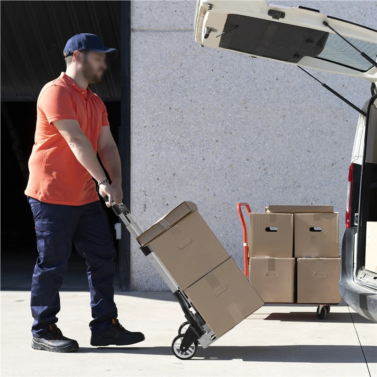 Yaheetech Steekwagen Opvouwbaar 75 kg – Voorzien Van Telescopische Handgreep En Rubberen Wielen En Inclusief Spankabel – Voor Transport En Verhuizing – Zwart En Zilver Aluminium En Kunststof – 39,5 x 39,5 x 100 cm