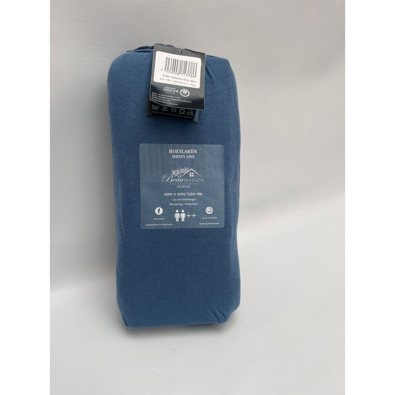 Beau Maison Jersey cotton hoeslaken blue - 60 x 120 cm