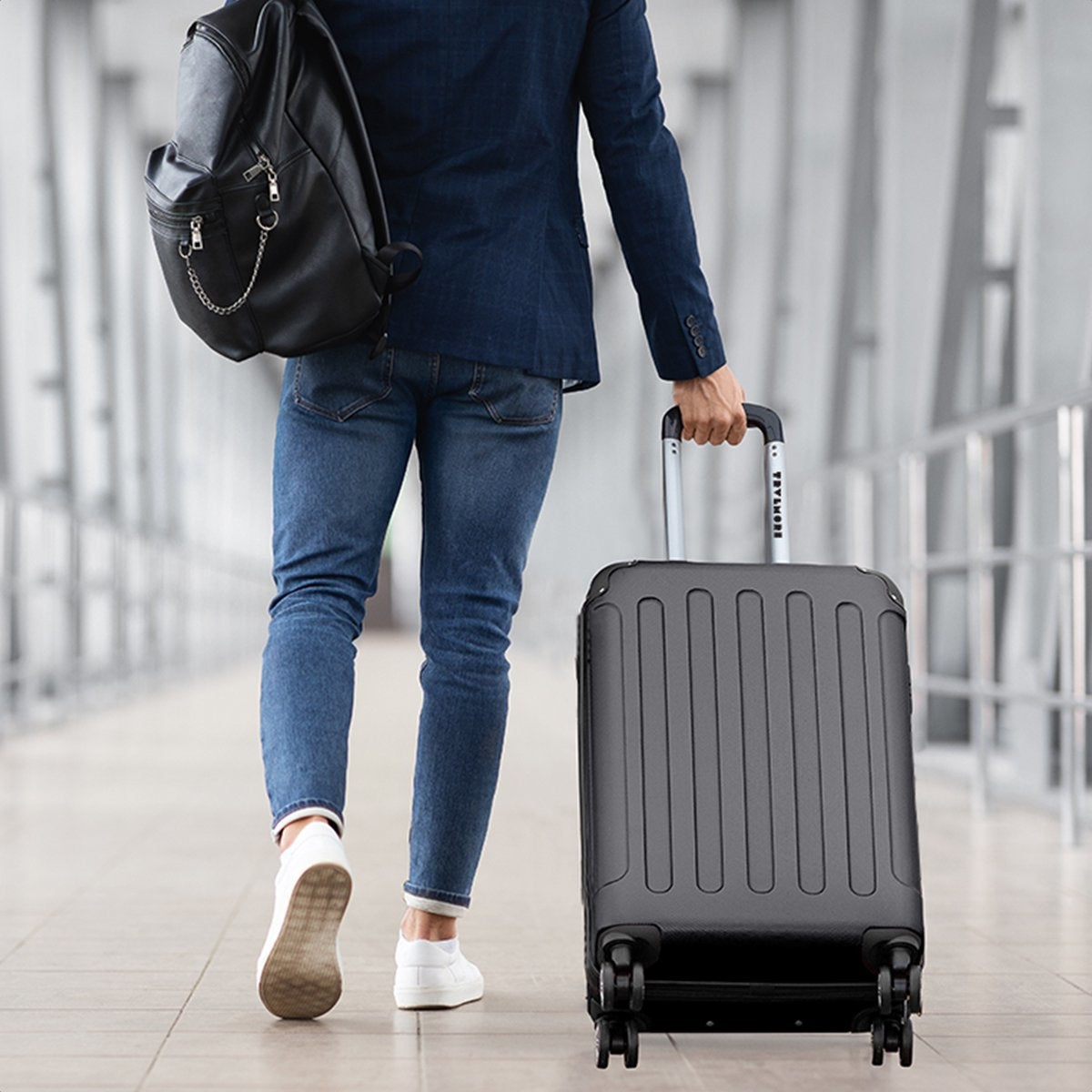 TRVLMORE Handbagage Koffer – 54x36x20 cm – 38L – Lichtgewicht & Sterk – Zwart – Geschikt voor Vliegtuigcabine