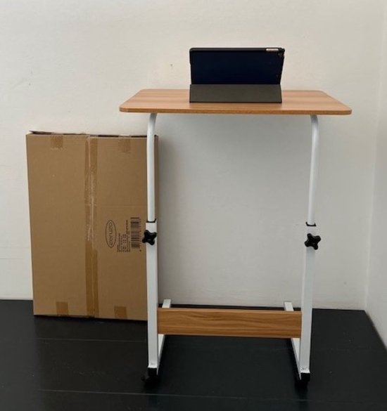 Ceruzo Laptoptafel - Verrijdbaar Bedtafel - Verstelbaar in Hoogte 80cm-Thuiskantoor -60x40cm-Houtlook