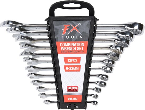 FX Tools Steekringsleutelset - 12-delig - staal - 6-22 mm