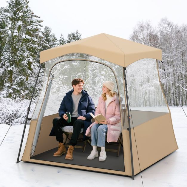 Coast Transparante Pop-Up Sporttent – Outdoor Tent 160 x 160 x 176 cm – Bruin