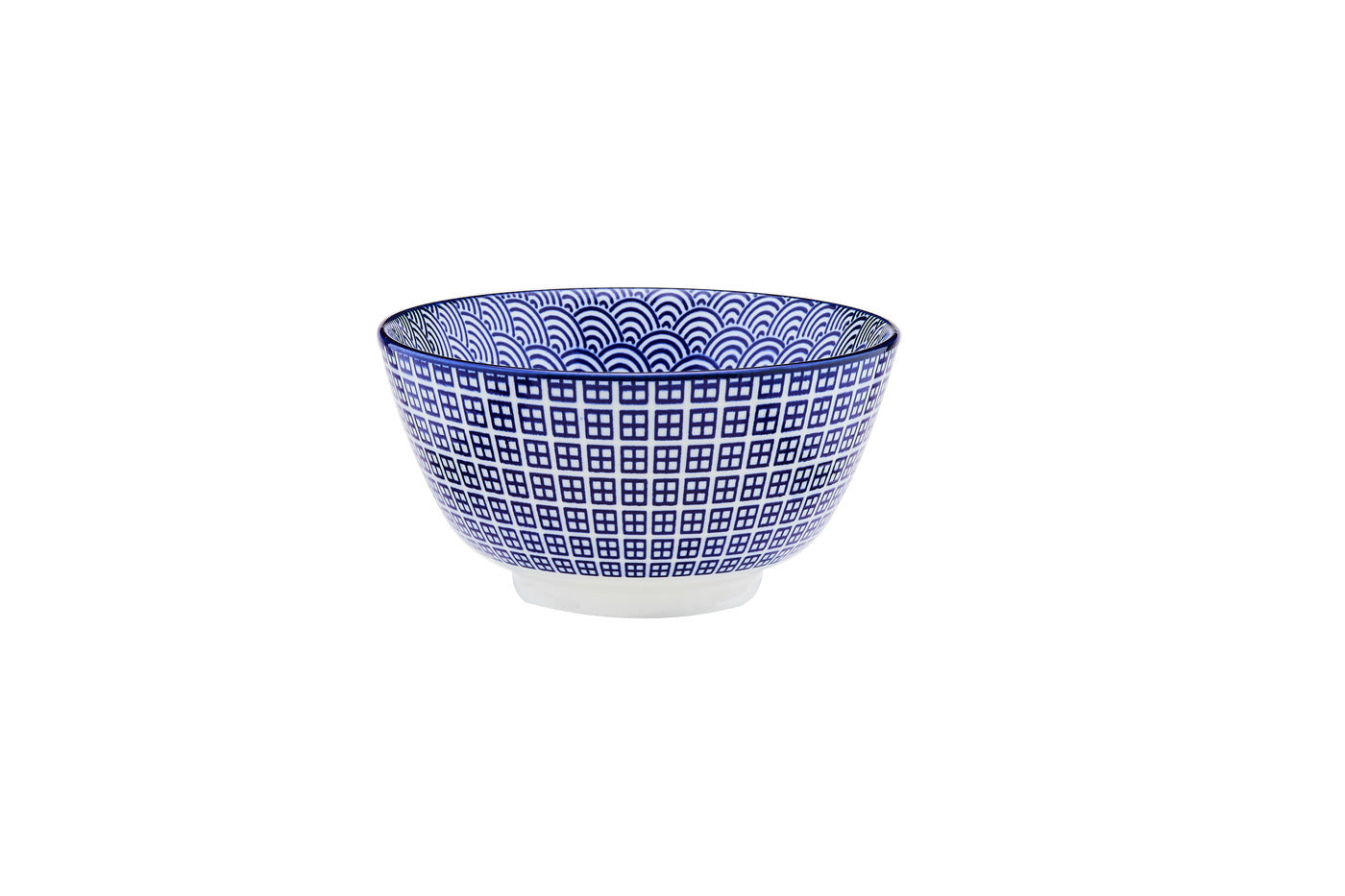 BJORN Bol Pattern - Set van 6 Kommen Ø12cm - Porselein - Vaatwasserbestendig - Donkerblauw