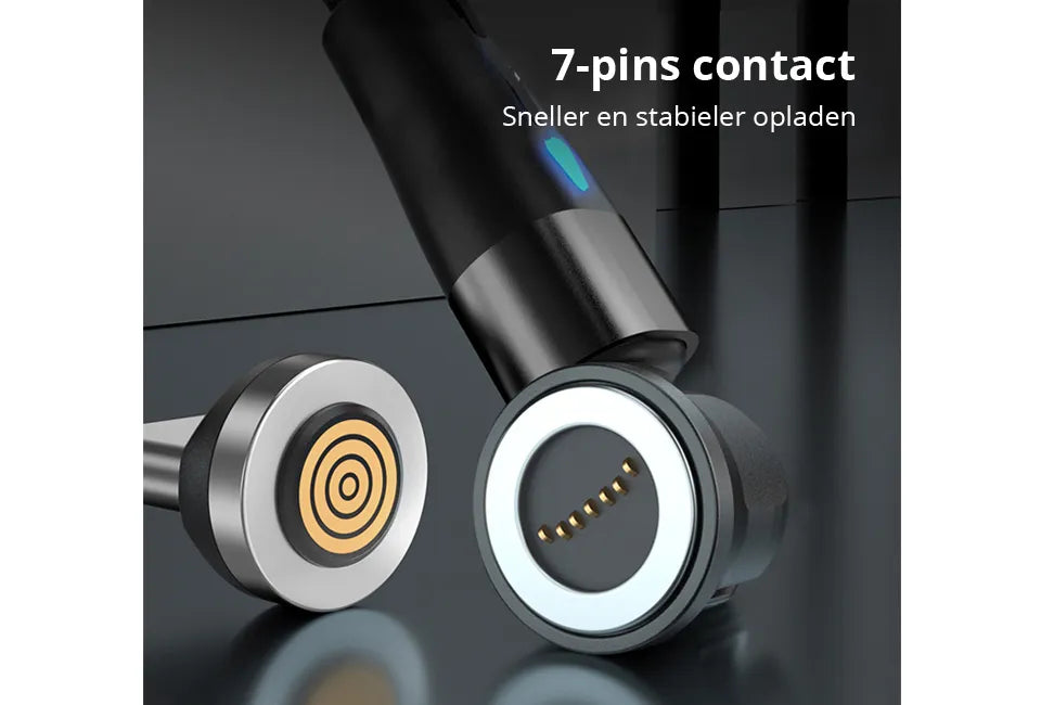 Vlectro Magnetische Oplaadkabel – 540° Roterende Connector – 100 cm – USB-C / iPhone / Micro-USB – LED Indicator – Duurzaam & Universeel