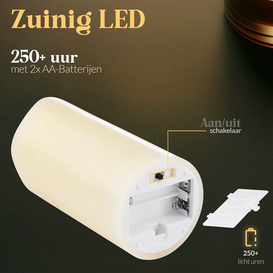 Aurae Led Kaarsen met Bewegende Vlam op Batterijen 3 stuks