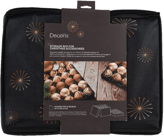 Decoris Kerstballen opbergbox - groen - 41 x 31 x 32 cm - opvouwbaar - polyester