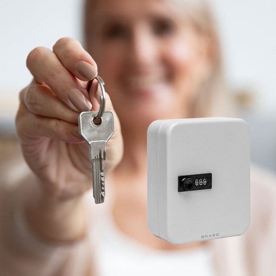 BRASQ Sleutelkast Sleutelkluis 20 sleutels met Combinatieslot - Sleutelbox, Sleutelkastje KC300 Grijs met Cijferslot