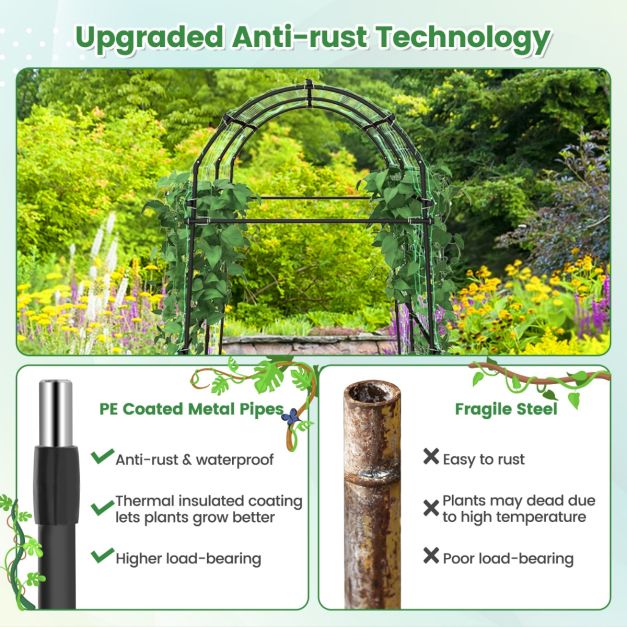 Tuinboog voor Klimplanten – Metalen Rankhulp met PE-Coating – 230 cm Hoog
