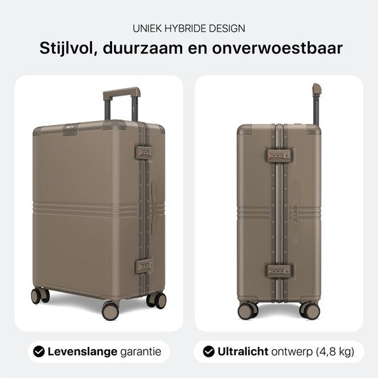 ONYX Hybrid Pro Check-in Koffer Medium 70 Liter - Gerecycled Polycarbonaat en Ritsloos Design - Reiskoffer met TSA slot en Spinner wielen - Lichtgewicht Trolley met Laptopvak - Desert Clay