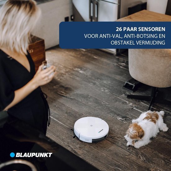 Blaupunkt Robotstofzuiger Bluebot XVAC – Met Laadstation - Slimme Navigatie - Dweilfunctie Mogelijk - Wit