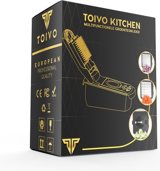Toivo Kitchen Groentesnijder - Multifunctioneel - Zwart - 11 in 1 Keuken mandoline - Handmatig - Keukensnijder - Uiensnijder - Spiraalsnijder - Frietsnijder - Rasp