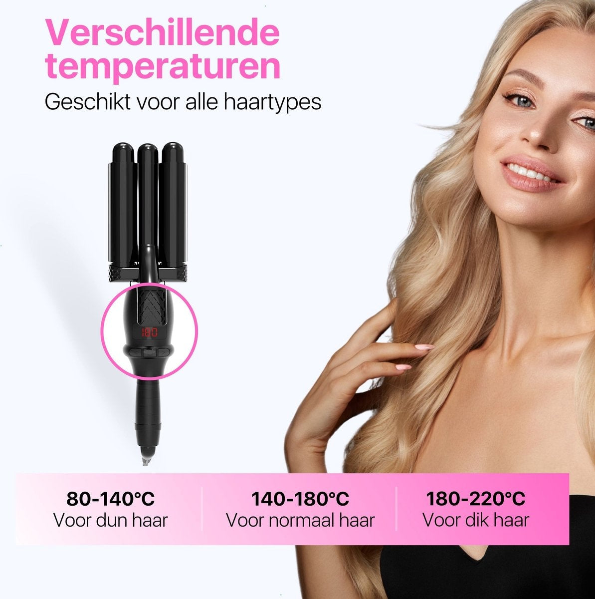 Tenify Wafeltang - Golvenkrultang - 25mm - Waver - Wave Krultang - Beach Waves