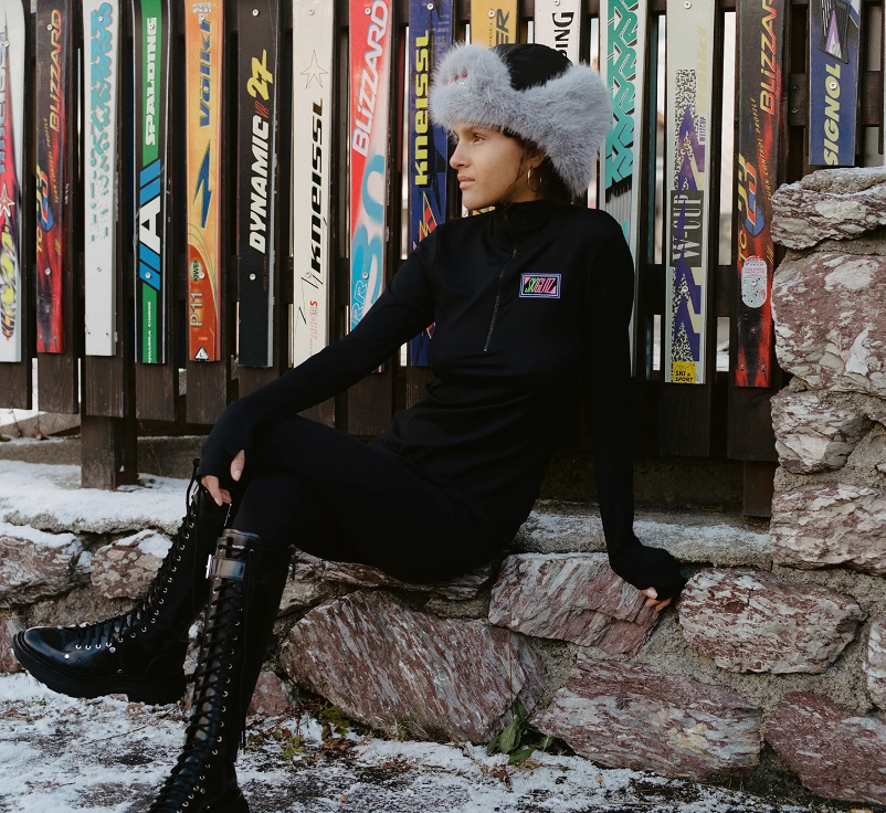 Skiglitz Sisi Legging – Zwart – Maat 36 – Glanzende Ski Legging met Iconisch Logo