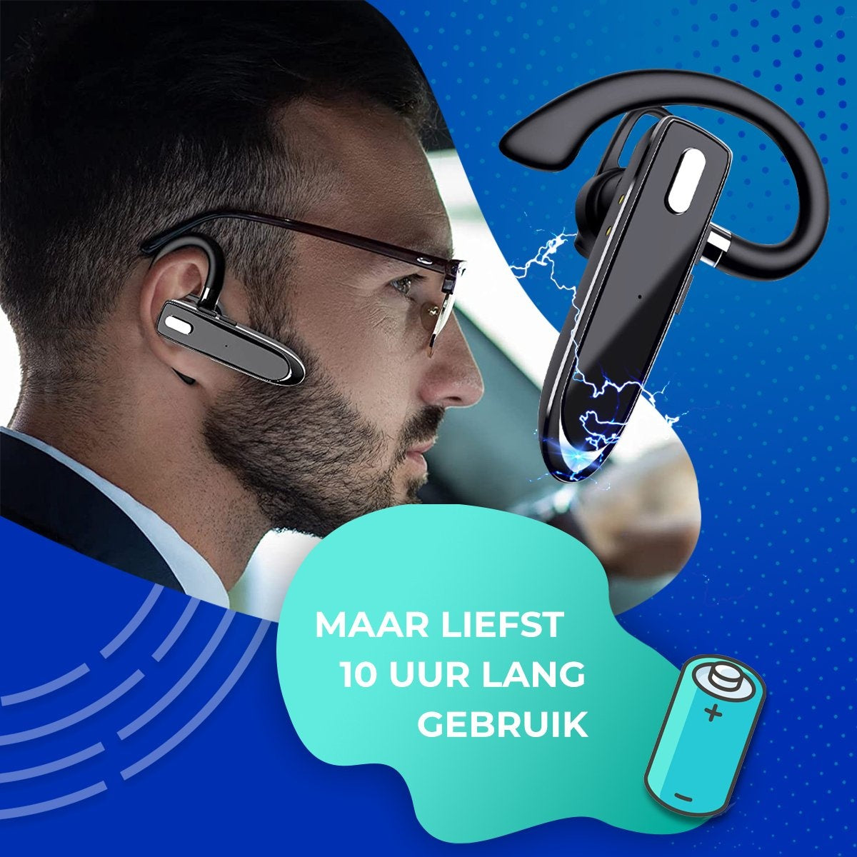 Bluetooth Headset met Oplaadcase - In-Ear Koptelefoon - Draadloze Headset met Microfoon - Bluetooth 5.1 - Handsfree Bellen - IPX7 Waterdicht