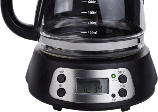 Tristar Koffiezetapparaat CM-1235 - Filter-koffiezetapparaat 750 ml - Geschikt voor camping gebruik - Digitaal en Timer Functie - Glazen kan, Verwijderbare koffiefilter - 7 kopjes - Zwart