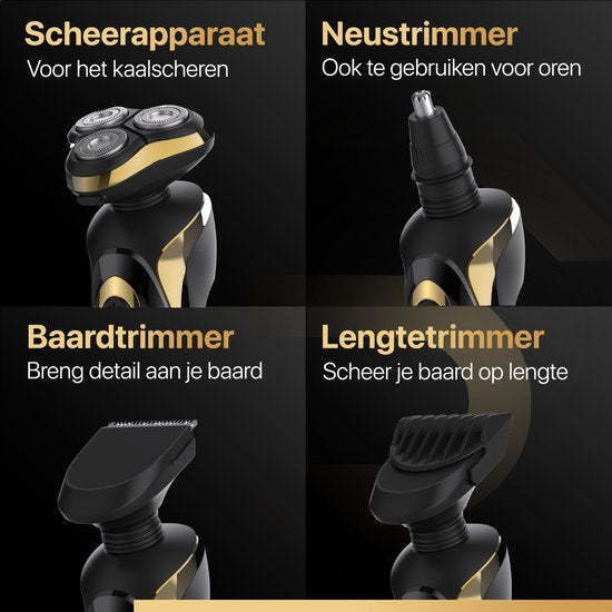 Wellshave 4 in 1 Scheerapparaat Elite - Scheerapparaat voor Mannen - Met Trimmer en Neustrimmer - Elektrische scheerapparaat - Scheren - Baardtrimmer