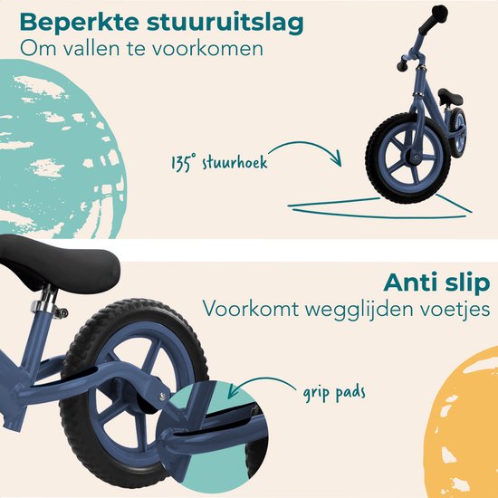 LifeGoods KiddyCruiser Loopfiets - 2 jaar - Jongens en Meisjes - Balance Bike - Marineblauw