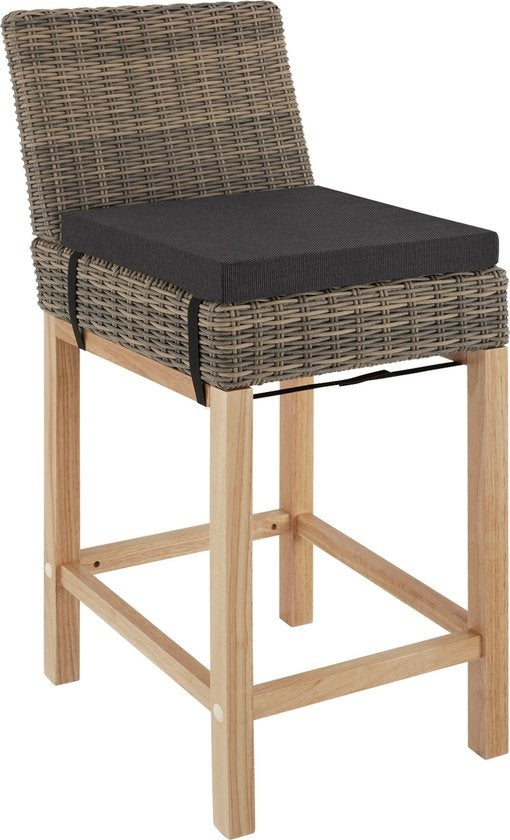 tectake® - Wicker barkruk Latina - Hoge stoel - Kruk - Keukenkruk - natuur - 404801 - poly-rattan