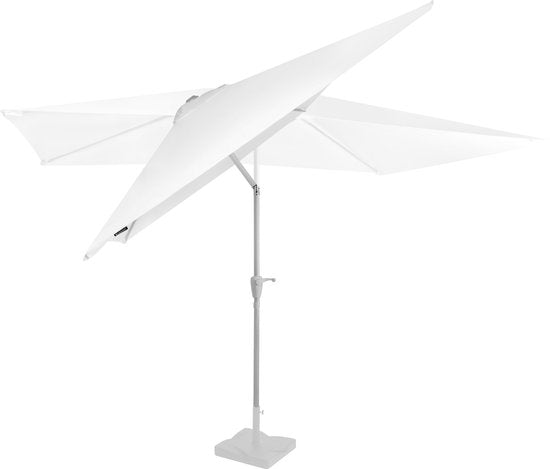VONROC Premium Parasol Rapallo 200x300cm – Duurzame parasol - Kantelbaar – UV werend doek - Wit – Incl. beschermhoes