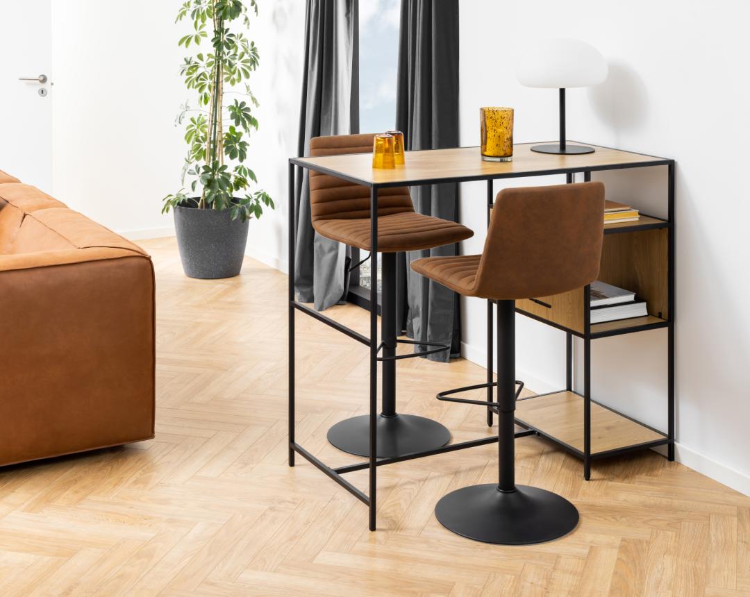 Barkruk Trofors – Set van 2 – Cognac – Stijlvolle en Comfortabele Barkrukken met Industriële Uitstraling