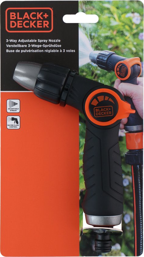 BLACK+DECKER Sproeikop - 3 Standen - Universeel - Zwart/ Oranje