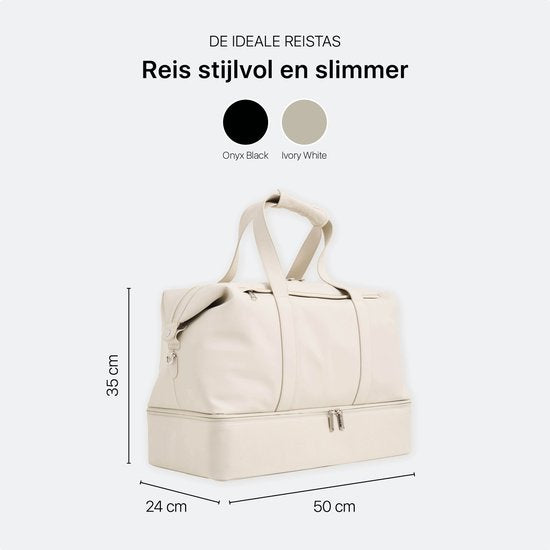 ONYX The Weekender Reistas voor Dames en Heren - 50L Weekendtas - Duffel Bag Handbagage - Ivory White