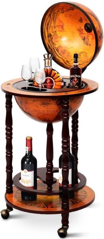 Costway - Wijnrek - Globebar - Wijnbar - Wereldbol bar - ⌀ 45 cm - Bruin