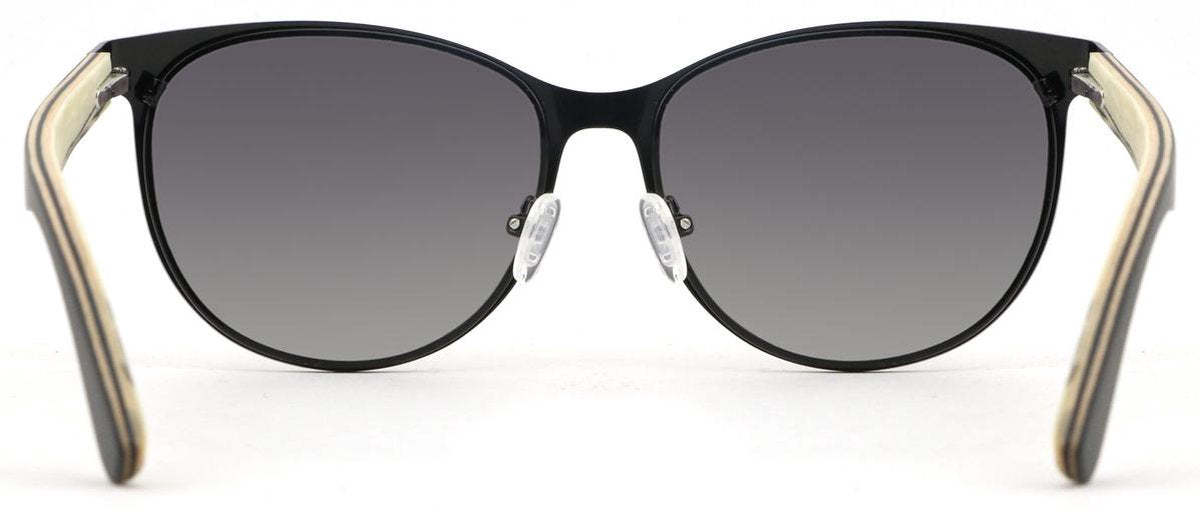 Bluxer® Houten Zonnebril - Unisex Gepolariseerde UV400 Zonnebril - Zwart RVS Frame met Ebony Houtfineer - Grijze Lens - 145 mm x 50 mm