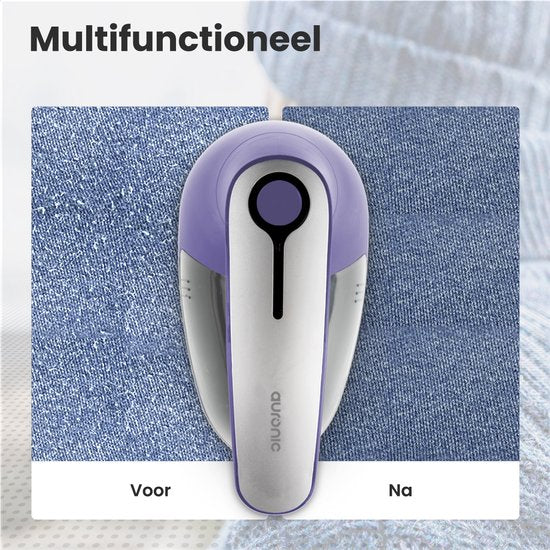 Auronic Elektrische Pluizenverwijderaar - Draadloze Ontpiller - Accuduur 60 minuten - Pluizentondeuse - 2 Extra Opzetstukken - Paars