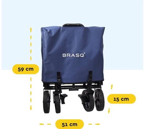 BRASQ Bolderkar Opvouwbaar - 100 Liter - 80 KG Draagkracht - Draaibare wielen mét rem - 90x51x100 CM - Verstelbare hendel - Inklapbare Bolderwagen - Compact – Blauw