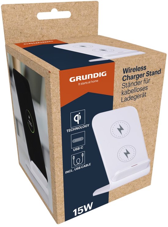 Grundig Draadloze Oplader Stand - 15W Snelladen - Qi-Technologie