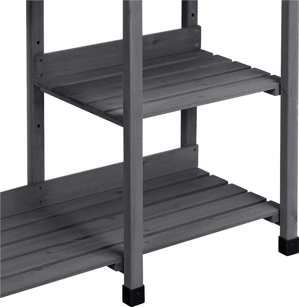 Yaheetech Oppottafel met Spoelbak 114,8 x 45 x 121 cm - Grijs - Houten Planttafel met Lade en Verstelbare Plank