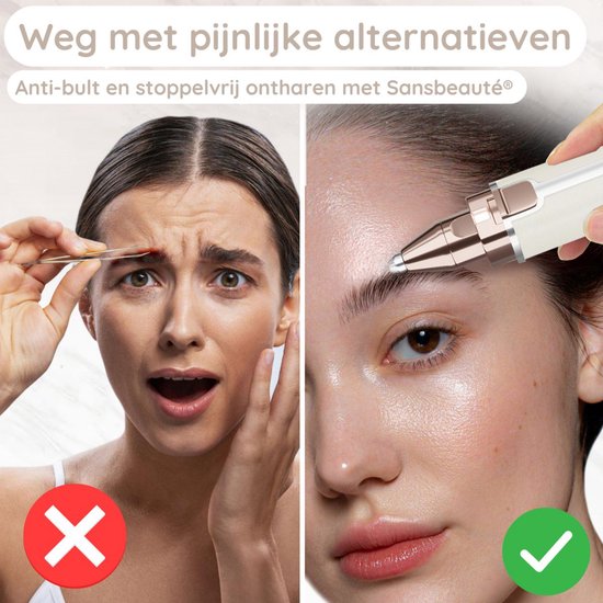 Wenkbrauw Trimmer - Gezichtsontharing Dames - Gezichtshaar Verwijderen Vrouw - Sansbeauté® - Safety Razor - Ladyshave - Flawless Gezichts Ontharing - Wenkbrauw Scheermesje