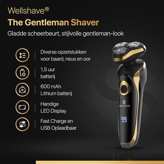 Wellshave 4 in 1 Scheerapparaat Elite - Scheerapparaat voor Mannen - Met Trimmer en Neustrimmer - Elektrische scheerapparaat - Scheren - Baardtrimmer
