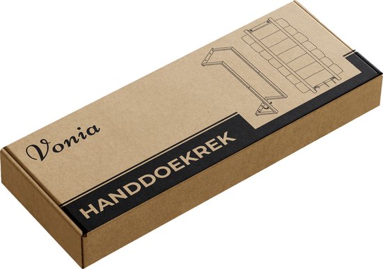 Vonia Handdoekrek - Badkamerrek - Handdoekrek Badkamer - Handdoekhouder - Handdoekenrek - 77,5 x 20 x 14 cm - Zwart