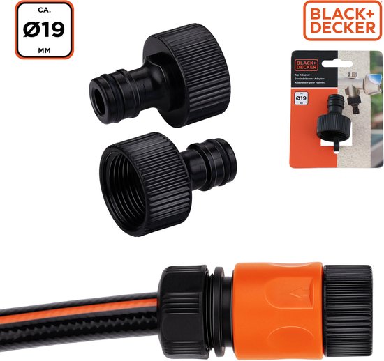 BLACK+DECKER Kraanstuk 3/4" - ⌀ 19 CM - Koppelstuk - Kunststof - Zwart