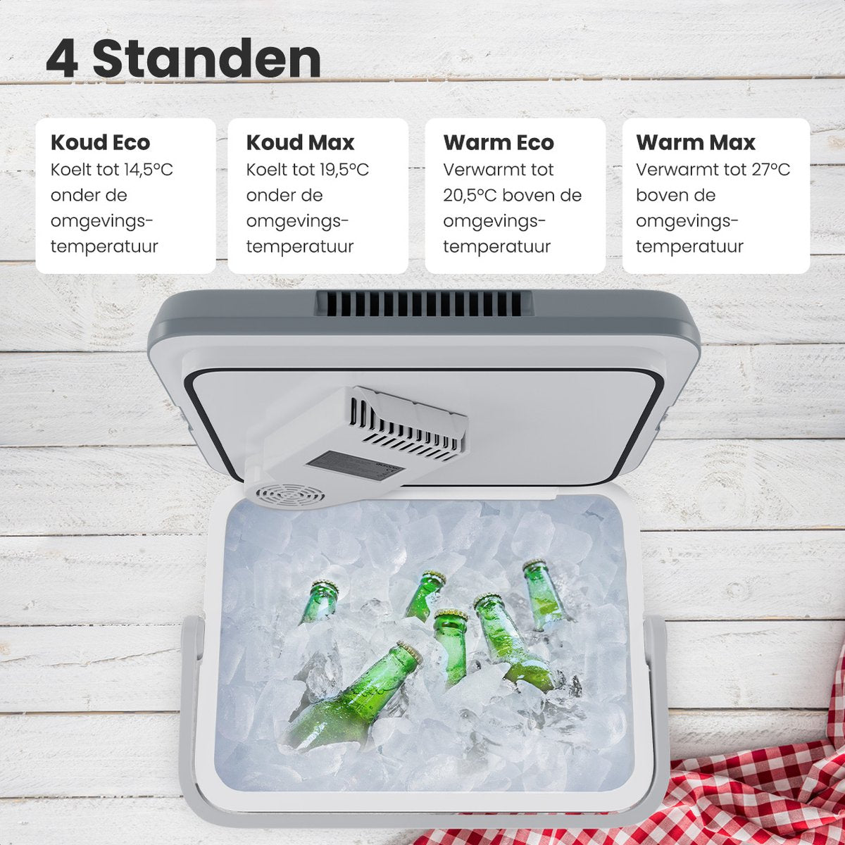 Auronic Elektrische Koelbox 25L - Koelen en Verwarmen - Auto en Camping - 44 x 32 x 44,7 cm - Grijs