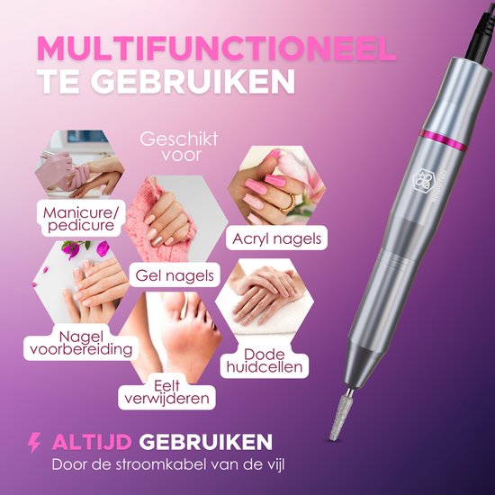 Beeperfect® Elektrische Nagelvijl - Nagelfrees - Manicure en Pedicure set - 11 Bitjes en 60 Schuurrolletjes