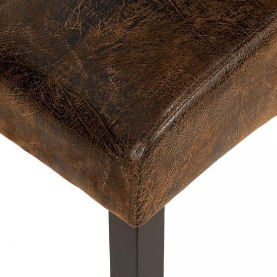 tectake® - Eetkamerstoelen - 2 stuks - suede lederlook bruin - 401596