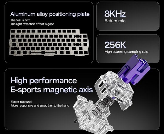 ATTACK SHARK R85HE - Magnetic Switch Wired Gaming Toetsenbord - 79keys - RGB light strip - Decorative Lanyard - Volume knob - PBT Keycaps - 8Khz - 0.005mmRT - 0.08ms - Neon Green