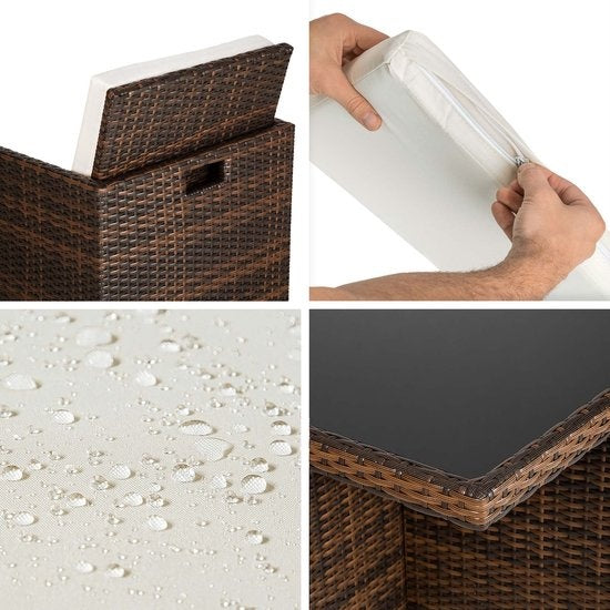 tectake - Wicker tuinset zitgroep Manhatten - incl. beschermhoes - zwart/bruin- 403845