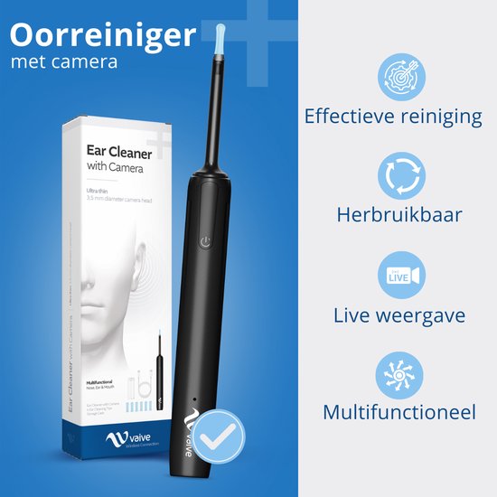 VAIVE Oorsmeer Verwijderaar met Camera - Oorreiniger - Oor schoonmaken - Oorreiniging - Oorlepel