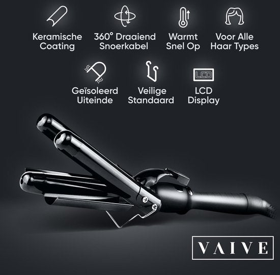 VAIVE Professionele Wafeltang 25mm – Signature Curls Edition – Waver – Golvenkrultang – Wave Krultang – Beach Waves