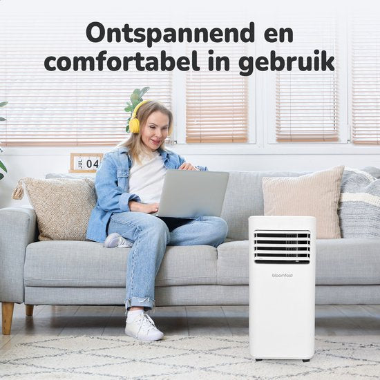 Bloomfold 4-in-1 Mobiele Airco – Incl. Raamafdichtingskit – 9.000 BTU – 31,5 x 31 x 70 cm – Wit