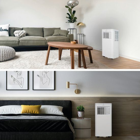 BRASQ 3-in-1 Mobiele airco met Raamafdichtingskit - Met afstandsbediening – Geschikt voor Slaapkamer - Woonkamer - Kantoor - Aircooler tot 16m2 - 9000 BTU – Wit